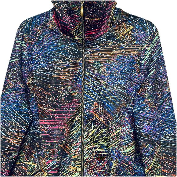 Berek Jacket Women's Size M Geometric Multicolor Artsy Full Zip Mock Neck - Picture 5 of 8
